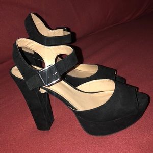 Worn once black open toed heel